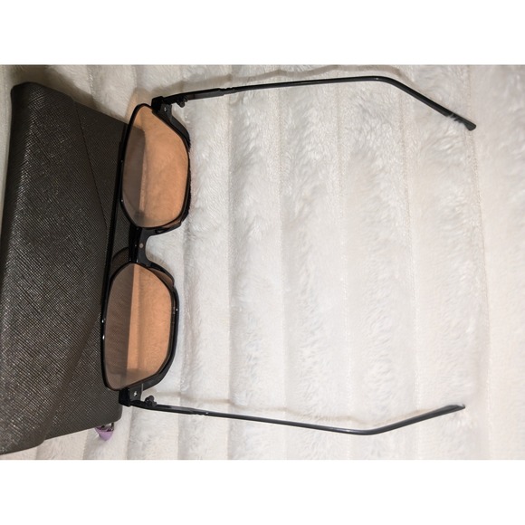 Unbranded Square Aviator Sunglasses Black Frames Orange Tinted Lenses with Case - Picture 2 of 3